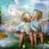 Diamond Painting 2 Engeltjes voorbeeldafbeelding van het volledige ontwerp