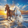 Diamond Painting 2 Paarden op het strand voorbeeldafbeelding van het volledige ontwerp