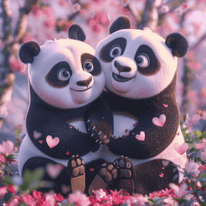 Diamond Painting 2 schattige Panda's voorbeeldafbeelding van het volledige ontwerp