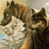 Diamond Painting 3 Wolven voorbeeldafbeelding van het volledige ontwerp