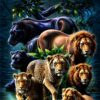 Diamond Painting 5 Katachtigen voorbeeldafbeelding van het volledige ontwerp