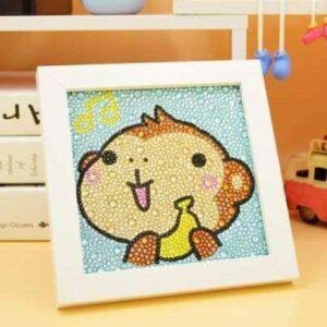 Diamond Painting Aapje Met Banaan voorbeeldafbeelding van het volledige ontwerp
