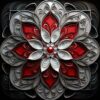 Diamond Painting Abstracte Bloemen Rood voorbeeldafbeelding van het volledige ontwerp
