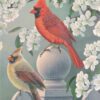Diamond Painting Achtertuin Kardinaal Paar voorbeeldafbeelding van het volledige ontwerp
