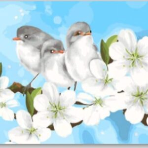Diamond Painting Achtertuin Vogels voorbeeldafbeelding van het volledige ontwerp