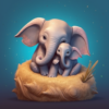 Diamond Painting Baby Olifant voorbeeldafbeelding van het volledige ontwerp