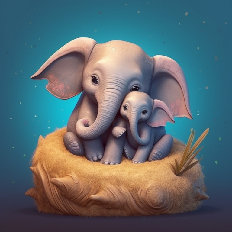 Diamond Painting Baby Olifant voorbeeldafbeelding van het volledige ontwerp