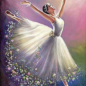 Diamond Painting Ballerina Bloemen voorbeeldafbeelding van het volledige ontwerp