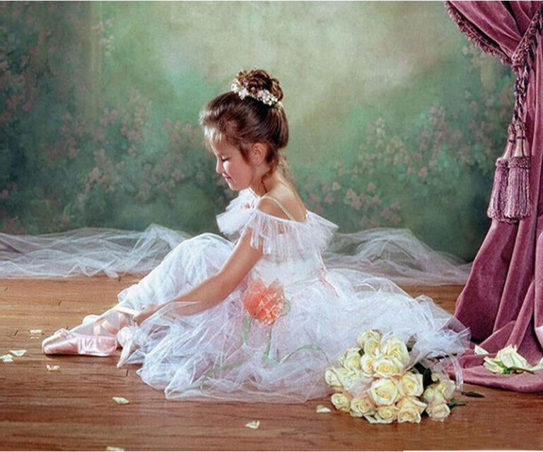 Diamond Painting Ballerina Meisje voorbeeldafbeelding van het volledige ontwerp