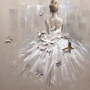 Diamond Painting Ballerina Wit Grijs voorbeeldafbeelding van het volledige ontwerp