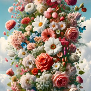 Diamond Painting Beeldschone Bloemen voorbeeldafbeelding van het volledige ontwerp