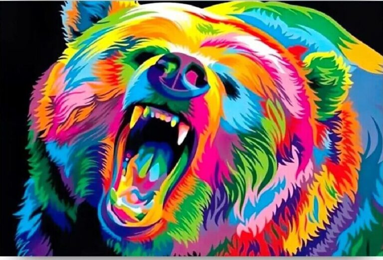 Diamond Painting Beer Brullen voorbeeldafbeelding van het volledige ontwerp