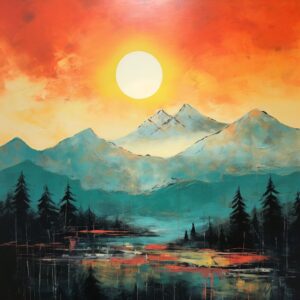 Diamond Painting Bergen Herfst Kleuren voorbeeldafbeelding van het volledige ontwerp