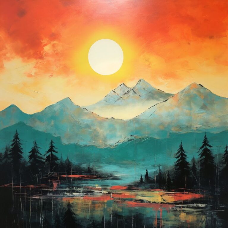 Diamond Painting Bergen Herfst Kleuren voorbeeldafbeelding van het volledige ontwerp