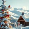 Diamond Painting Besneeuwde bergen in de verte voorbeeldafbeelding van het volledige ontwerp