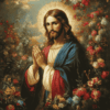 Diamond Painting Biddende Jezus voorbeeldafbeelding van het volledige ontwerp
