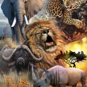 Diamond Painting Big Five Dieren voorbeeldafbeelding van het volledige ontwerp