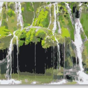 Diamond Painting Bigar watervallen, Roemenië voorbeeldafbeelding van het volledige ontwerp