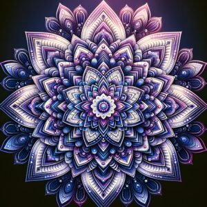 Diamond Painting Blauw En Lila voorbeeldafbeelding van het volledige ontwerp