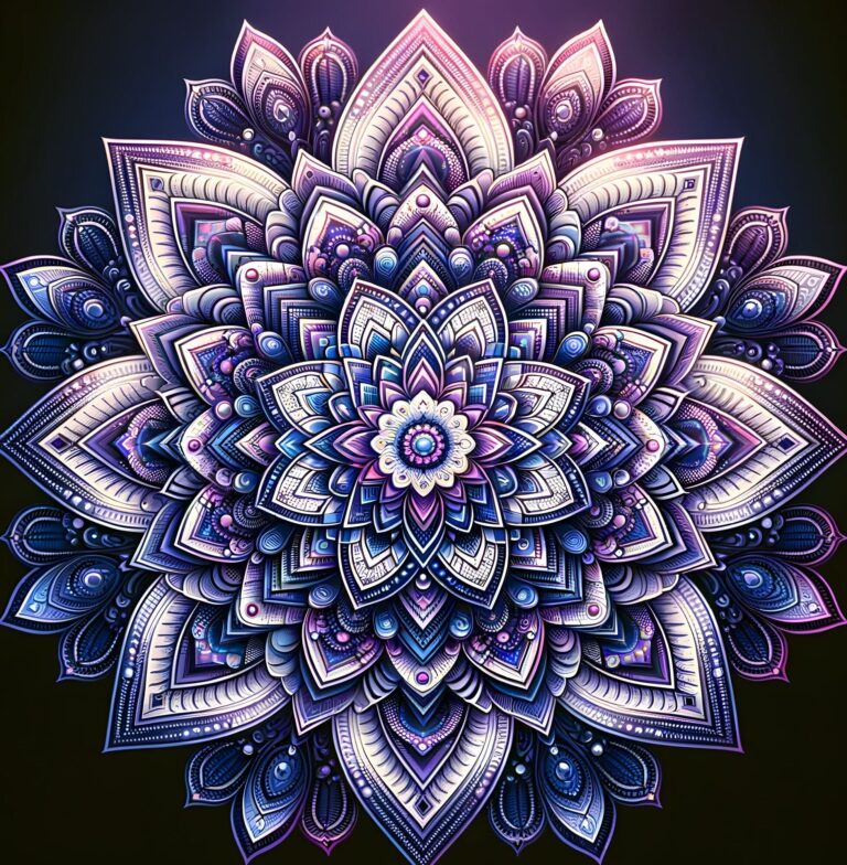 Diamond Painting Blauw En Lila voorbeeldafbeelding van het volledige ontwerp