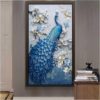 Diamond Painting Blauwe Pauw Groot Formaat voorbeeldafbeelding van het volledige ontwerp
