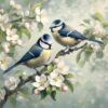 Diamond Painting Blauwe Pimpelmees voorbeeldafbeelding van het volledige ontwerp