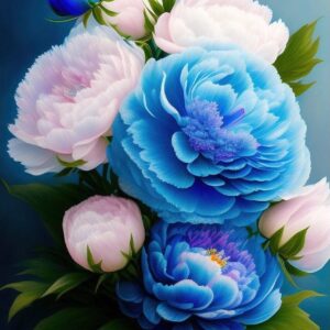 Diamond Painting Blauwe en Witte Bloemen voorbeeldafbeelding van het volledige ontwerp