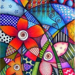 Diamond Painting Bloemen Abstract voorbeeldafbeelding van het volledige ontwerp
