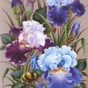 Diamond Painting Bloemen Bij voorbeeldafbeelding van het volledige ontwerp