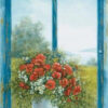 Diamond Painting Bloemen Bij Raam voorbeeldafbeelding van het volledige ontwerp