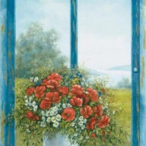 Diamond Painting Bloemen Bij Raam voorbeeldafbeelding van het volledige ontwerp