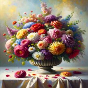 Diamond Painting Bloemen Boeket voorbeeldafbeelding van het volledige ontwerp