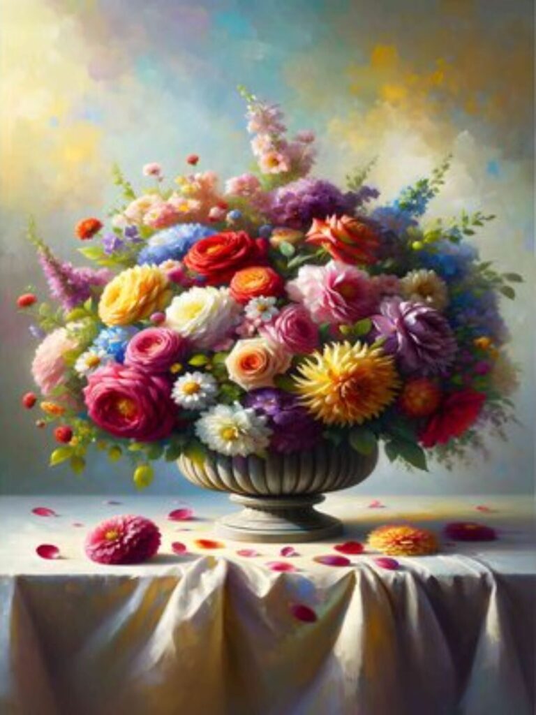 Diamond Painting Bloemen Boeket voorbeeldafbeelding van het volledige ontwerp