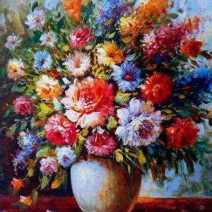Diamond Painting Bloemen Boeket Aurora Borealis voorbeeldafbeelding van het volledige ontwerp