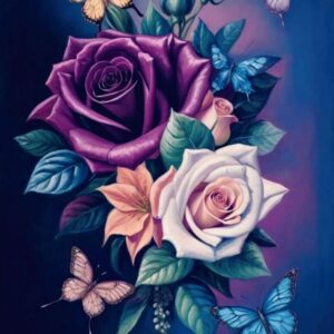 Diamond Painting Bloemen Kleurrijk voorbeeldafbeelding van het volledige ontwerp