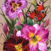 Diamond Painting Bloemen - Vlinder voorbeeldafbeelding van het volledige ontwerp