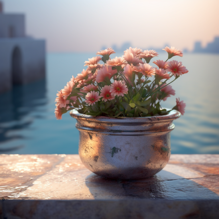 Diamond Painting Bloemen in de Pot voorbeeldafbeelding van het volledige ontwerp