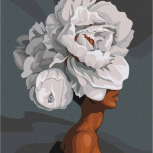 Diamond Painting Bloemenmeisje voorbeeldafbeelding van het volledige ontwerp