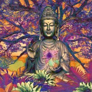 Diamond Painting Boeddha Boom Oranje voorbeeldafbeelding van het volledige ontwerp