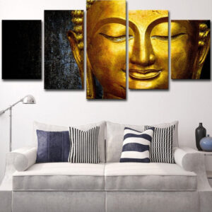 Diamond Painting Boeddha Goud 5 Luiken voorbeeldafbeelding van het volledige ontwerp