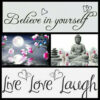 Diamond Painting Boeddha Live Love Laugh voorbeeldafbeelding van het volledige ontwerp