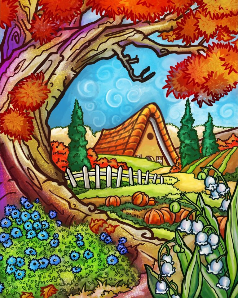 Diamond Painting Boerderij HP Design voorbeeldafbeelding van het volledige ontwerp