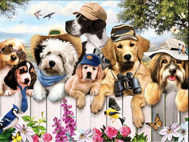 Diamond Painting Boerderij Honden voorbeeldafbeelding van het volledige ontwerp