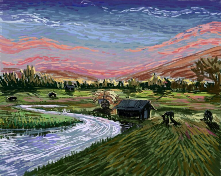 Diamond Painting Boerderij Landschap HP Design voorbeeldafbeelding van het volledige ontwerp