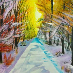 Diamond Painting Bomen In Twee Seizoenen voorbeeldafbeelding van het volledige ontwerp