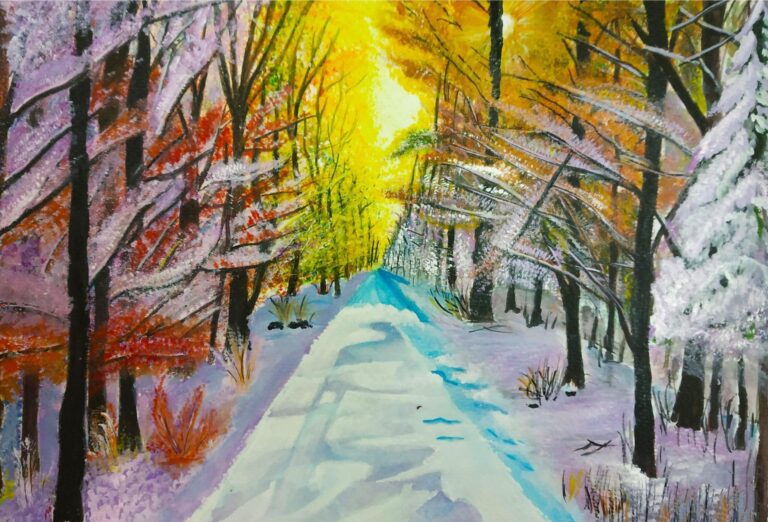 Diamond Painting Bomen In Twee Seizoenen voorbeeldafbeelding van het volledige ontwerp