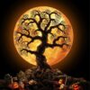 Diamond Painting Boom Halloween voorbeeldafbeelding van het volledige ontwerp