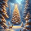 Diamond Painting Boom Met Lichtjes In Het Bos voorbeeldafbeelding van het volledige ontwerp