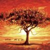 Diamond Painting Boom met ondergaande zon voorbeeldafbeelding van het volledige ontwerp