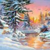 Diamond Painting Bos In De Winter voorbeeldafbeelding van het volledige ontwerp